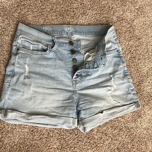 a.n.a Light Blue Jean Shorts with Distressed Look